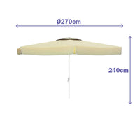 Marbueno Alu-Sonnenschirm 8 Streben D270 cm Polyester Weiß Garten, Pool und Terrasse 10182