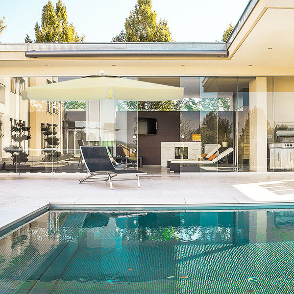 Marbueno Alu-Sonnenschirm 8 Streben D270 cm Polyester Weiß Garten, Pool und Terrasse 10182
