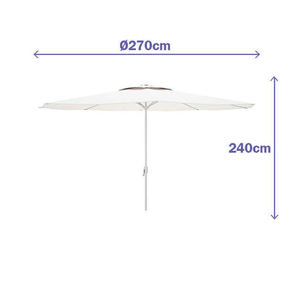 Marbueno Sonnenschirm Stahl 8 Streben D270 cm Polyester Weiß Garten, Pool und Terrasse 10187