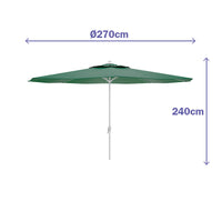 Marbueno Sonnenschirm Stahl 8 Streben D270 cm Polyester Grün Garten, Pool und Terrasse 10188