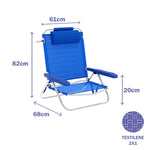 Marbueno Klappstuhl 5 Positionen Aluminium mit Kissen Blau Strand und Pool 61X68X82 cm 10243