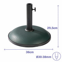 Marbueno Sonnenschirmbasis Rund Beton 36x29,5 cm 11KG Grün Garten, Pool, Terrasse 10443