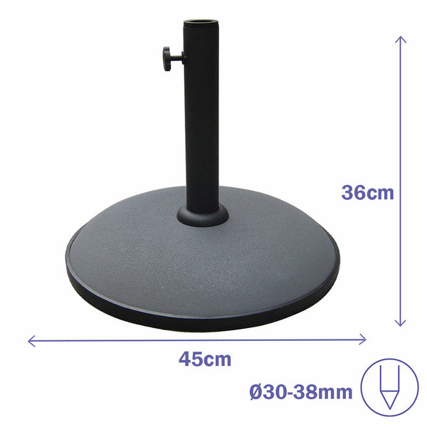 Marbueno Base Sonnenschirm Rund Beton 45x36 cm 20KG Grau Garten, Pool, Terrasse
