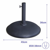 Marbueno Base Sonnenschirm Rund Beton 45x36 cm 20KG Schwarz Garten, Pool, Terrasse