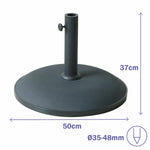Marbueno Base Sonnenschirm Rund Beton 50x37 cm 25KG Schwarz Garten, Pool, Terrasse