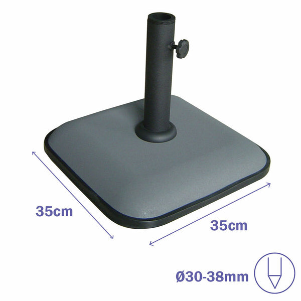 Marbueno Sonnenschirmbasis Quadrat Beton 35X35X5,2 cm 11KG Grau Garten Terrasse 10454
