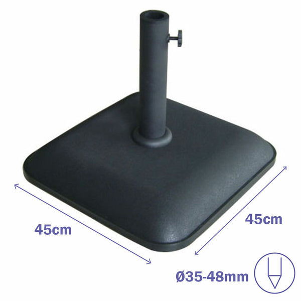 Marbueno Base Sonnenschirm Quadrat Beton 45X45X7,3 cm 25KG Schwarz Garten, Pool 10458