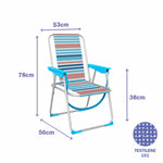 Marbueno Klappstuhl Aluminium Orange und Blau Streifen Strand und Pool 53X56X78 cm