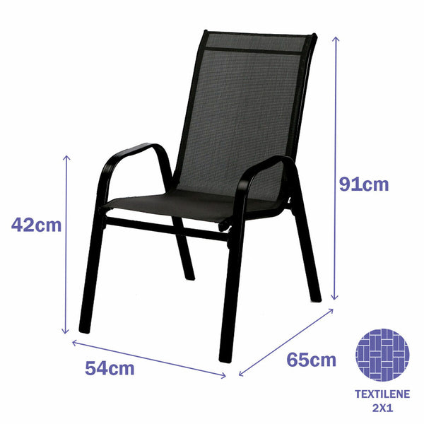Marbueno Gartenstuhl Stahl Schwarz 91X54X65 cm 10467