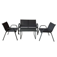 Marbueno Set Gartenmöbel Tisch und Stühle Schwarz Textilene 10468