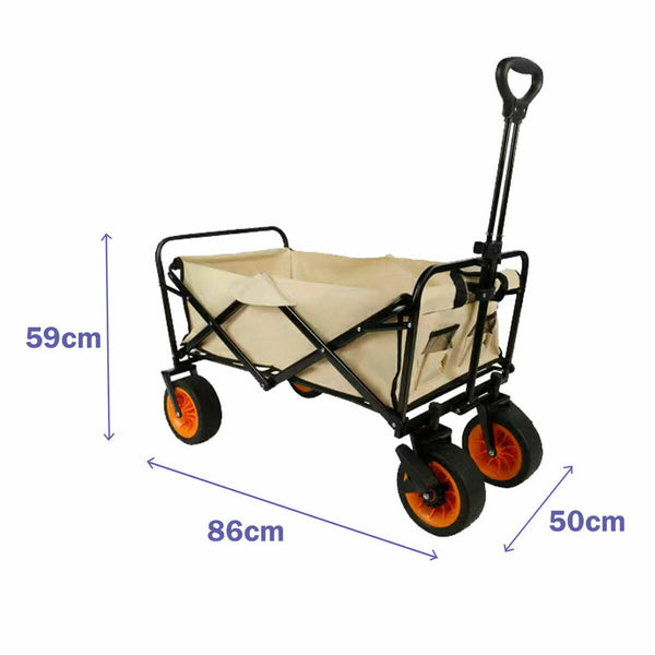 Marbueno Faltbarer Multiuswagen Stahl 200 KG Beige Garten, Strand, Camping 86X50X59 cm
