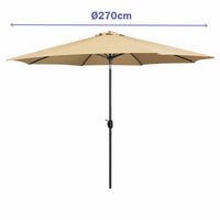 Marbueno Sonnenschirm Stahl 8 Streben D270 cm Polyester Braun Garten 10482