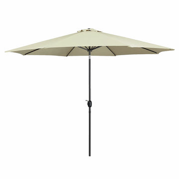 Marbueno Sonnenschirm Stahl 8 Streben D270 cm Polyester Beige Garten 10483