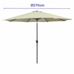 Marbueno Sonnenschirm Stahl 8 Streben D270 cm Polyester Beige Garten 10483