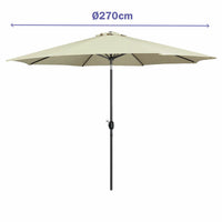 Marbueno Sonnenschirm Stahl 8 Streben D270 cm Polyester Beige Garten 10483