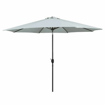 Marbueno Sonnenschirm Stahl 8 Streben D270 cm Polyester Weiß Garten, Pool, Terrasse