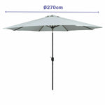 Marbueno Sonnenschirm Stahl 8 Streben D270 cm Polyester Weiß Garten, Pool, Terrasse
