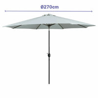Marbueno Sonnenschirm Stahl 8 Streben D270 cm Polyester Weiß Garten, Pool, Terrasse