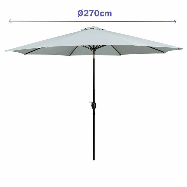 Marbueno Sonnenschirm Stahl 8 Streben D270 cm Polyester Weiß Garten, Pool, Terrasse