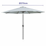 Marbueno Sonnenschirm Stahl 8 Streben D270 cm Polyester Weiß Garten, Pool, Terrasse