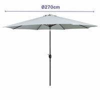 Marbueno Sonnenschirm Stahl 8 Streben D270 cm Polyester Weiß Garten, Pool, Terrasse