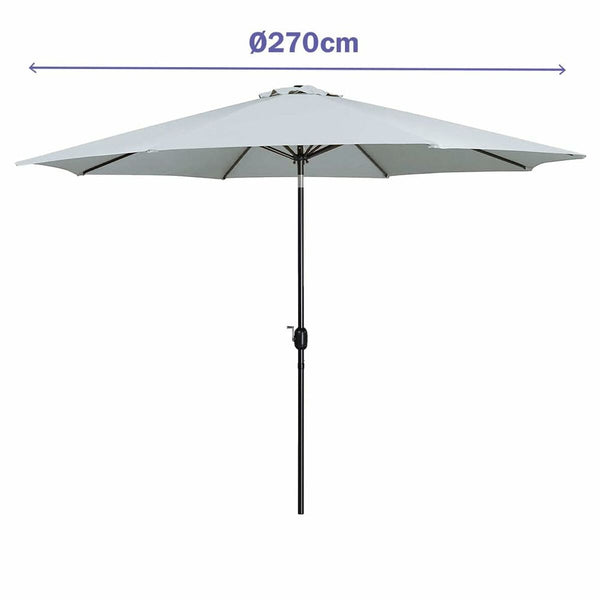 Marbueno Sonnenschirm Stahl 8 Streben D270 cm Polyester Weiß Garten, Pool, Terrasse