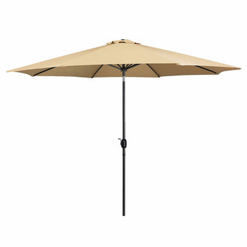 Marbueno Sonnenschirm Stahl 8 Streben D300 cm Polyester Braun Garten, Pool, Terrasse