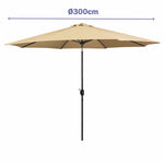 Marbueno Sonnenschirm Stahl 8 Streben D300 cm Polyester Braun Garten, Pool, Terrasse