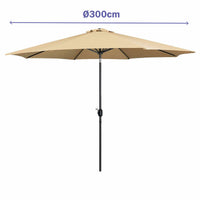 Marbueno Sonnenschirm Stahl 8 Streben D300 cm Polyester Braun Garten, Pool, Terrasse