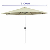 Marbueno Sonnenschirm Stahl 8 Streben D300 cm Polyester Beige Garten, Pool 10486