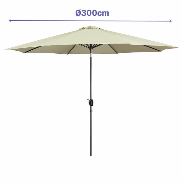 Marbueno Sonnenschirm Stahl 8 Streben D300 cm Polyester Beige Garten, Pool 10486