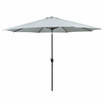 Marbueno Sonnenschirm Stahl 8 Streben D300 cm Polyester Weiß Garten, Pool, Terrasse