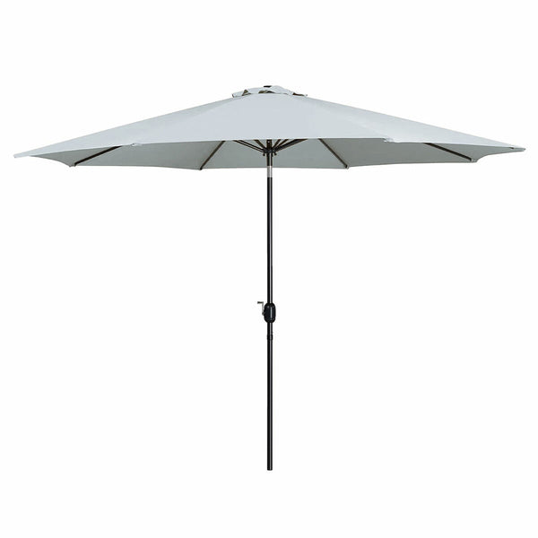 Marbueno Sonnenschirm Stahl 8 Streben D300 cm Polyester Weiß Garten, Pool, Terrasse