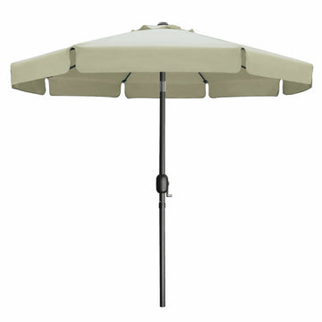 Marbueno Sonnenschirm Stahl 8 Stangen D270 cm Polyester Beige Garten, Pool, Terrasse