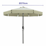 Marbueno Sonnenschirm Stahl 8 Stangen D270 cm Polyester Beige Garten, Pool, Terrasse