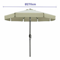 Marbueno Sonnenschirm Stahl 8 Stangen D270 cm Polyester Beige Garten, Pool, Terrasse