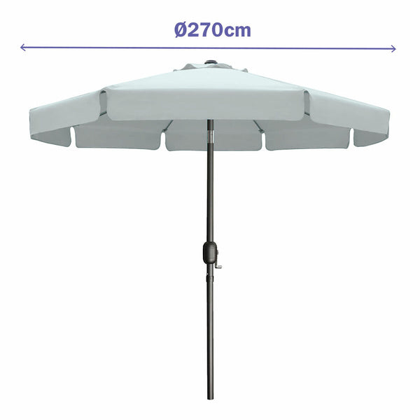 Marbueno Sonnenschirm Stahl 8 Streben D300 cm Polyester Weiß Garten, Pool, Terrasse