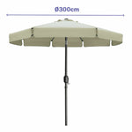 Marbueno Sonnenschirm Stahl 8 Streben D300 cm Polyester Beige Garten Terrasse 10490