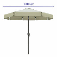 Marbueno Sonnenschirm Stahl 8 Streben D300 cm Polyester Beige Garten Terrasse 10490