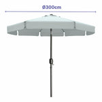 Marbueno Sonnenschirm Stahl 8 Streben D300 cm Polyester Weiß Garten, Pool 10491