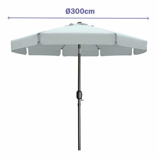 Marbueno Sonnenschirm Stahl 8 Streben D300 cm Polyester Weiß Garten, Pool 10491