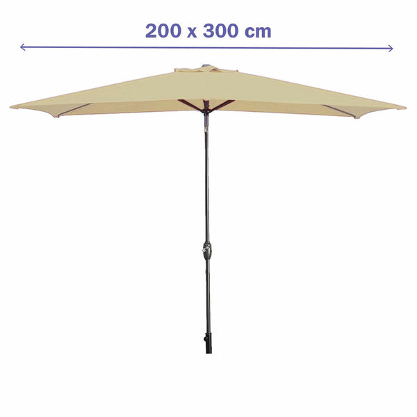 Marbueno Sonnenschirm Stahl 8 Streben 200x300 cm Polyester Braun Garten 10492