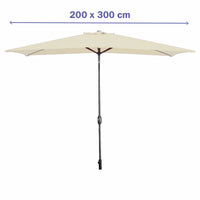 Marbueno Sonnenschirm Stahl 8 Streben 200x300 cm Polyester Beige Garten, Pool 10493