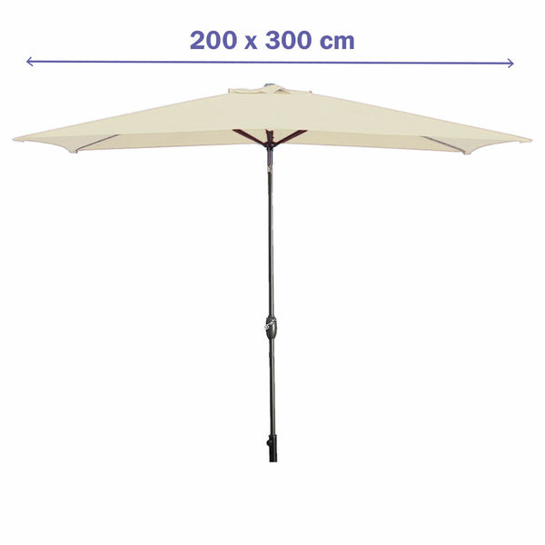 Marbueno Sonnenschirm Stahl 8 Streben 200x300 cm Polyester Beige Garten, Pool 10493