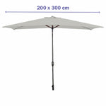 Marbueno Sonnenschirm Stahl 8 Streben 200x300 cm Polyester Weiß Garten, Pool, Terrasse