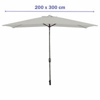 Marbueno Sonnenschirm Stahl 8 Streben 200x300 cm Polyester Weiß Garten, Pool, Terrasse