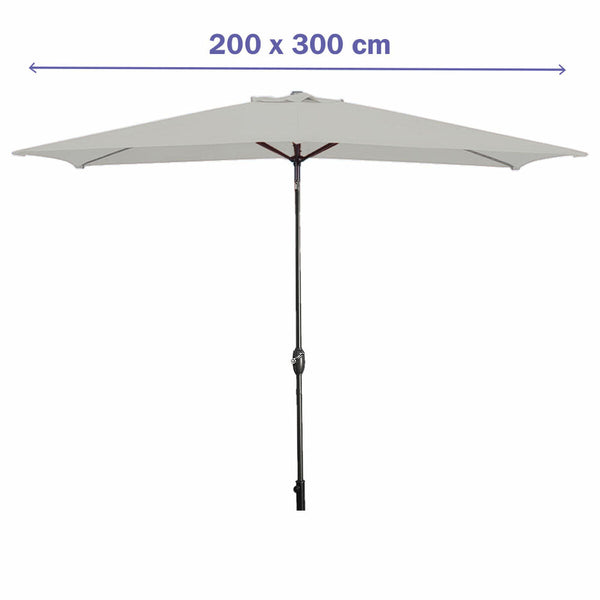 Marbueno Sonnenschirm Stahl 8 Streben 200x300 cm Polyester Weiß Garten, Pool, Terrasse