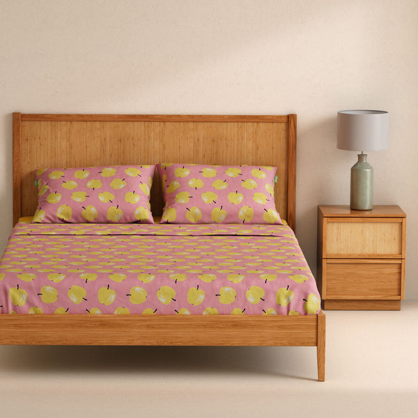 Bettwäsche-Set Benetton Gelb Rosa Standard Apfel 4 Stücke