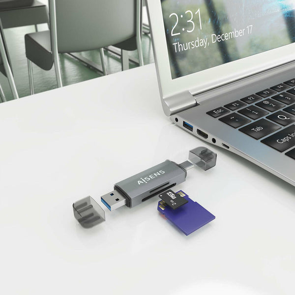 Externes Kartenlesegerät Aisens ASCR-2AC08-GR Grau