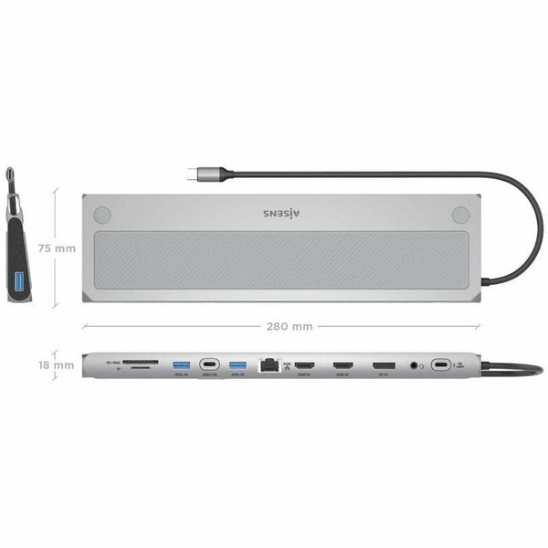 Hub USB Aisens Schwarz 100 W 50 W